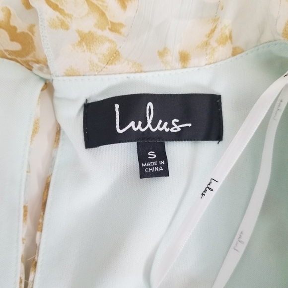 Lulu's Dreaming of Romance Mint Blue Floral Print Ruffled Skater Dress S Girly - Picture 6 of 16
